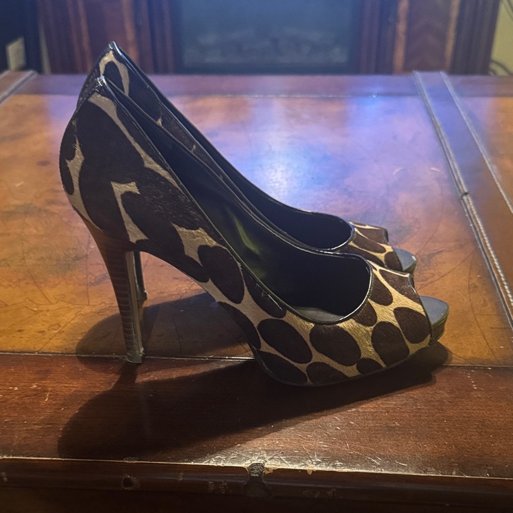 Nine West Animal Print Peep Toe Heels